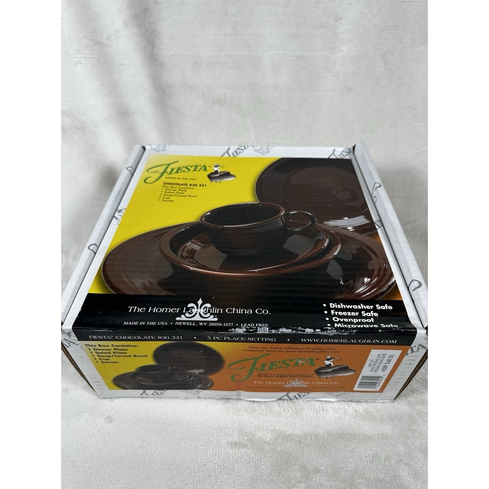 Fiestaware *Retired* Chocolate 5 Piece Place Setting Homer Laughlin USA in Box